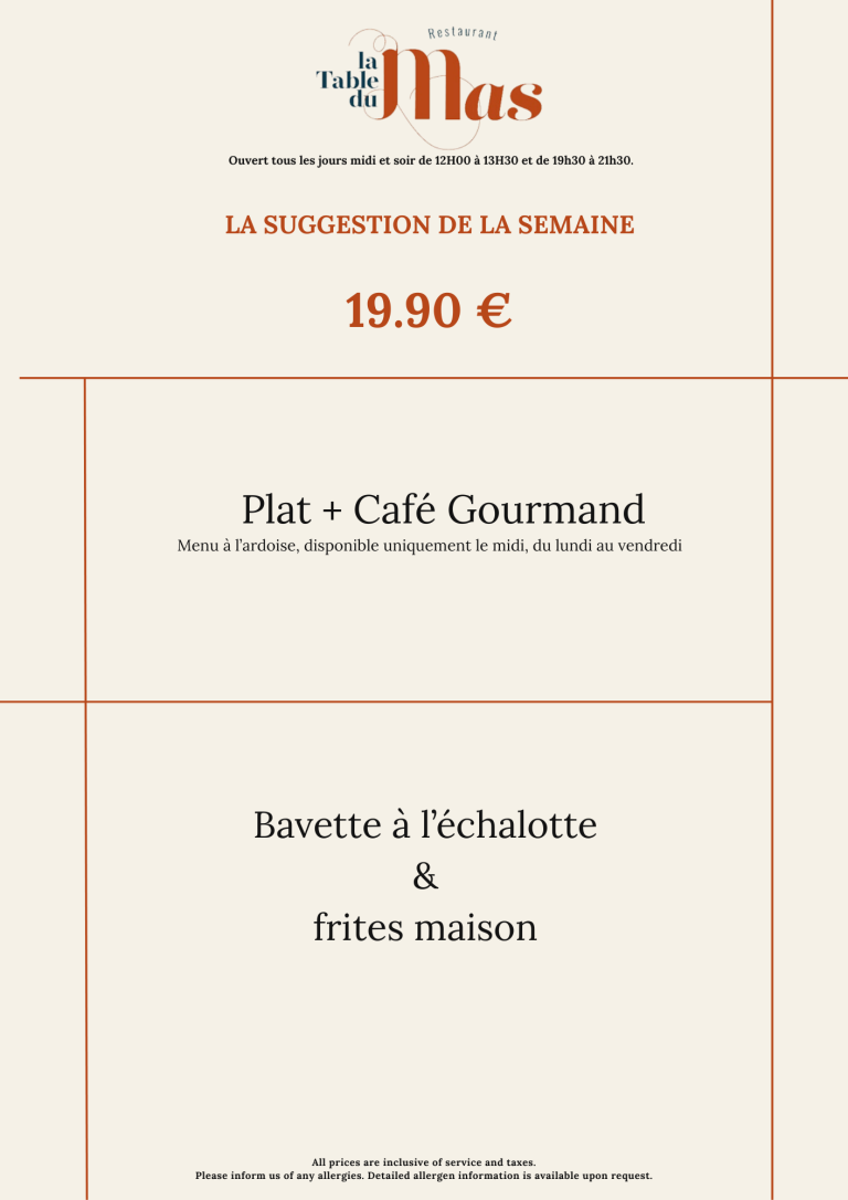 Table du mas menu catalan