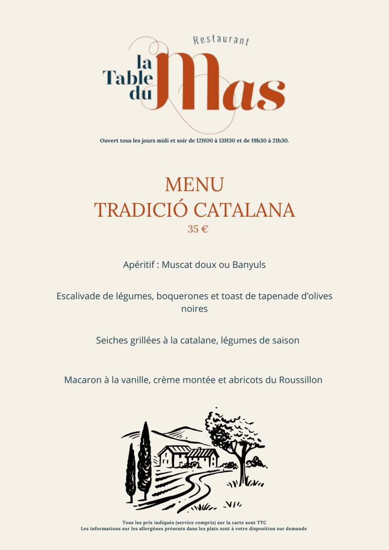 Table du mas menu catalan Table du mas menu catalan